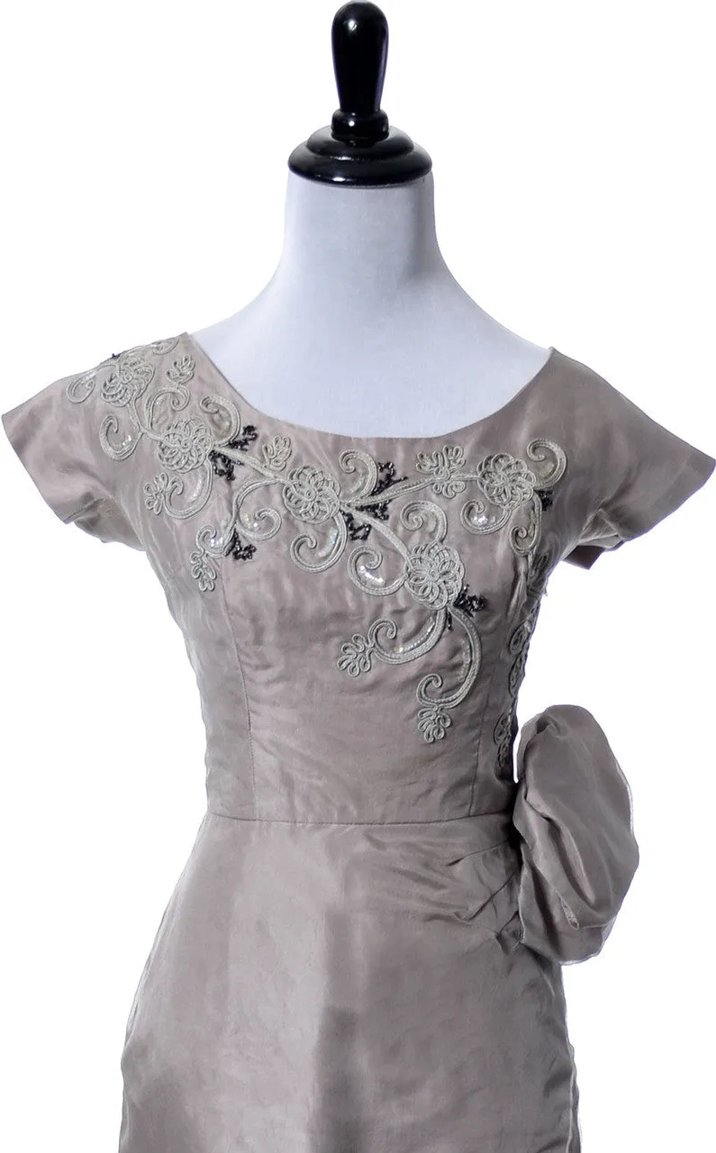 1940's Pale Purple Beaded Vintage Dress with Soutache Trim