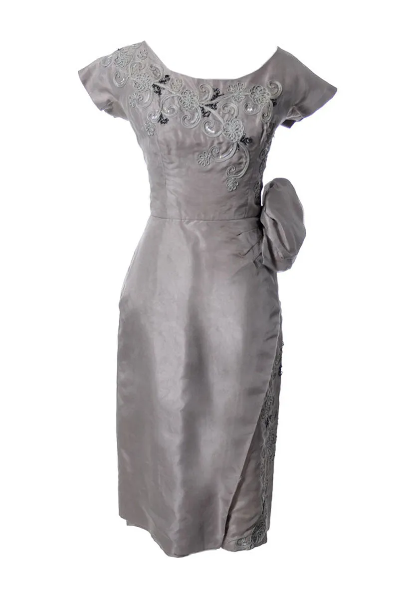 1940's Pale Purple Beaded Vintage Dress with Soutache Trim