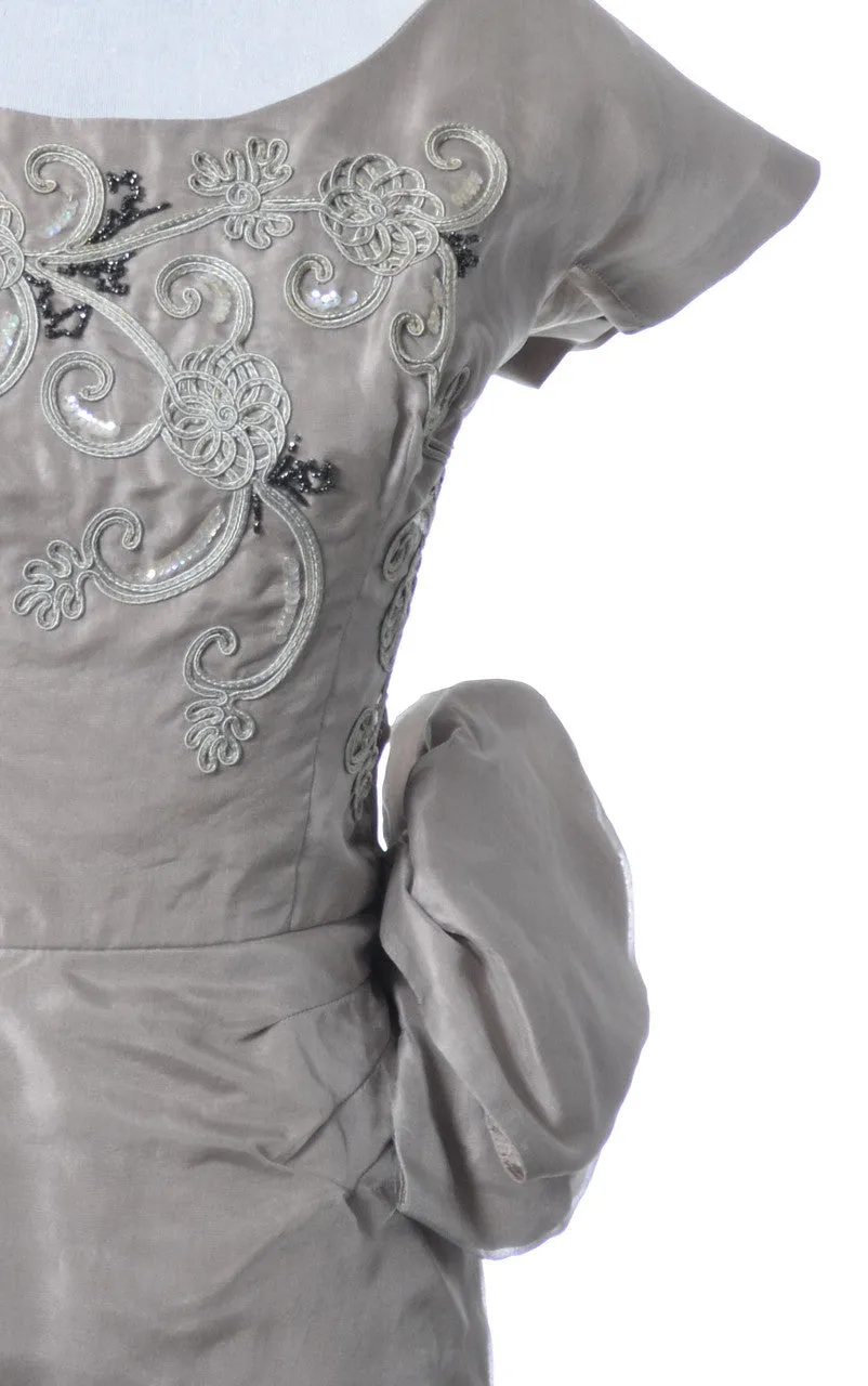 1940's Pale Purple Beaded Vintage Dress with Soutache Trim