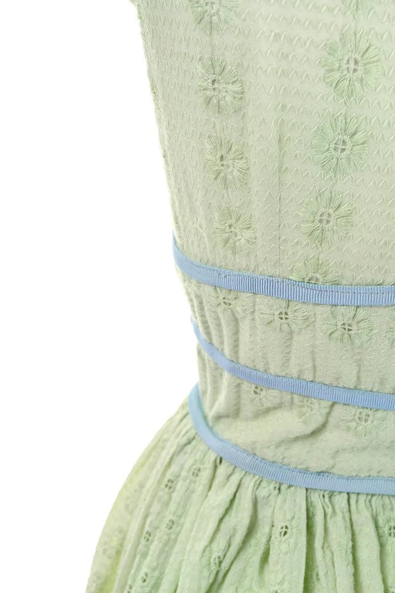 1950s Jerry Gilden Green Eyelet Vintage Dress