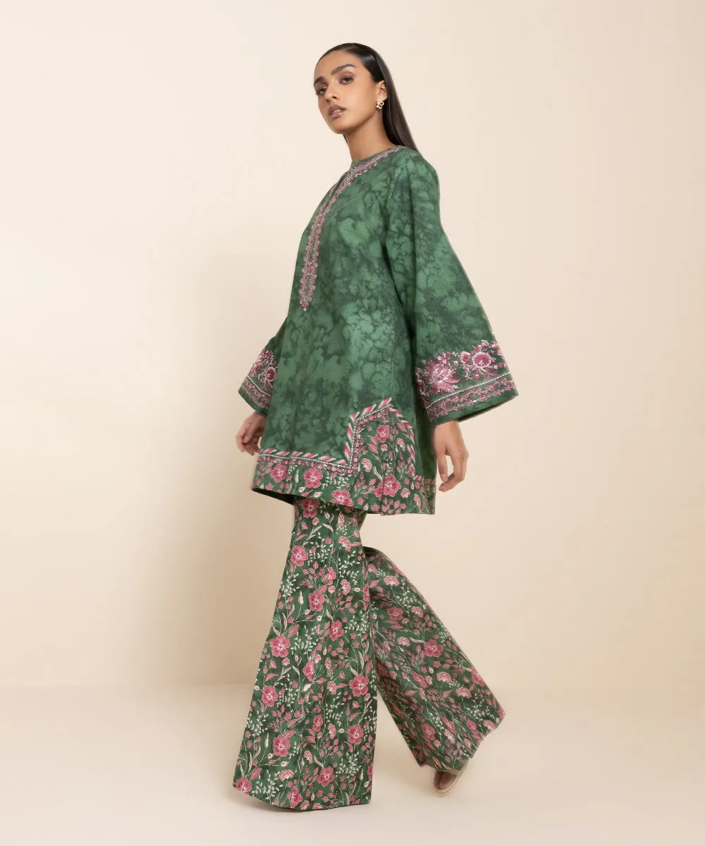 2 Piece - Embroidered Crosshatch Suit