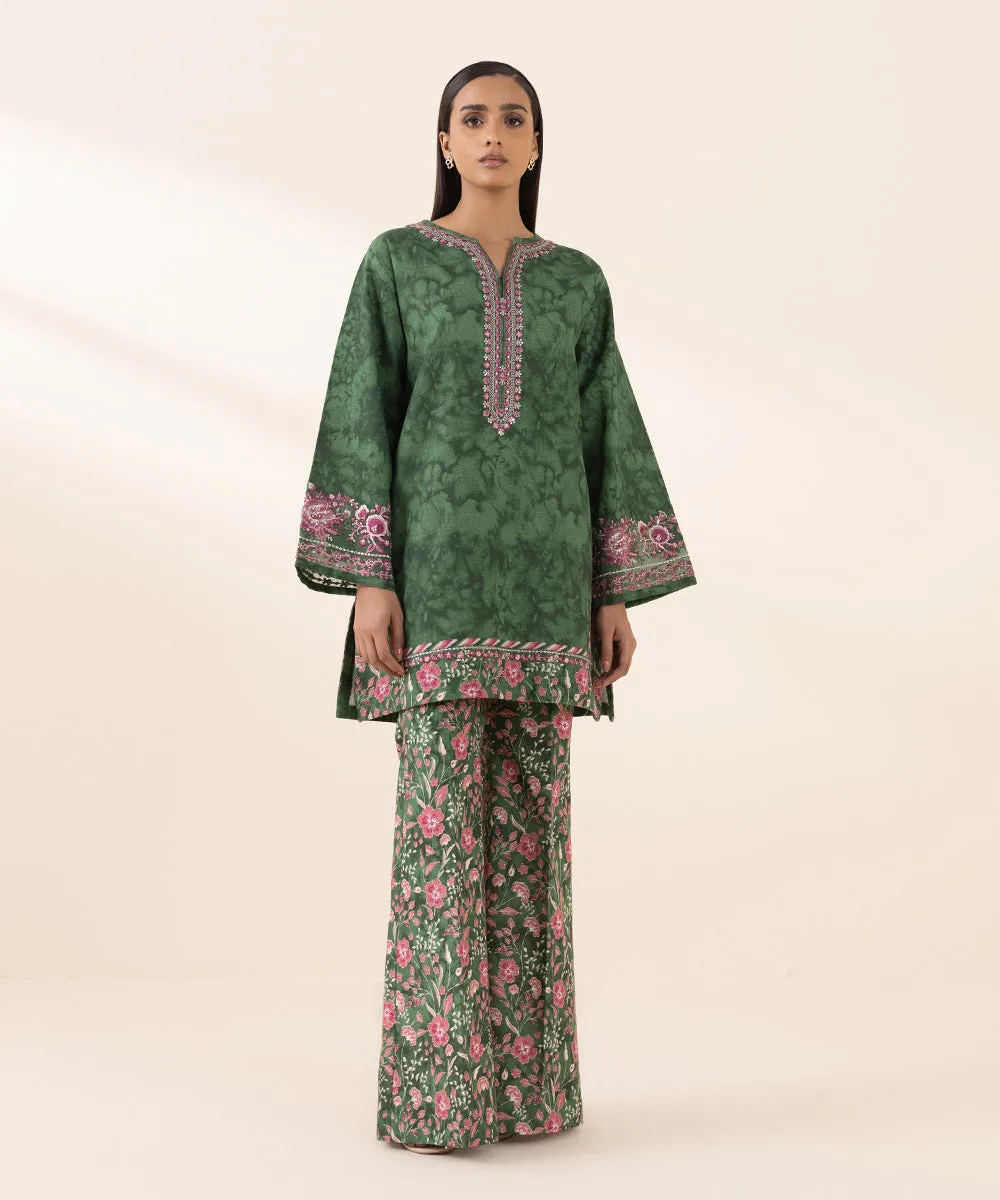 2 Piece - Embroidered Crosshatch Suit