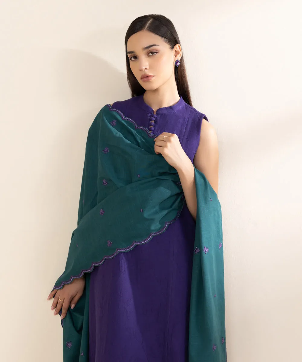 3 Piece - Embroidered Cotton Jacquard Suit
