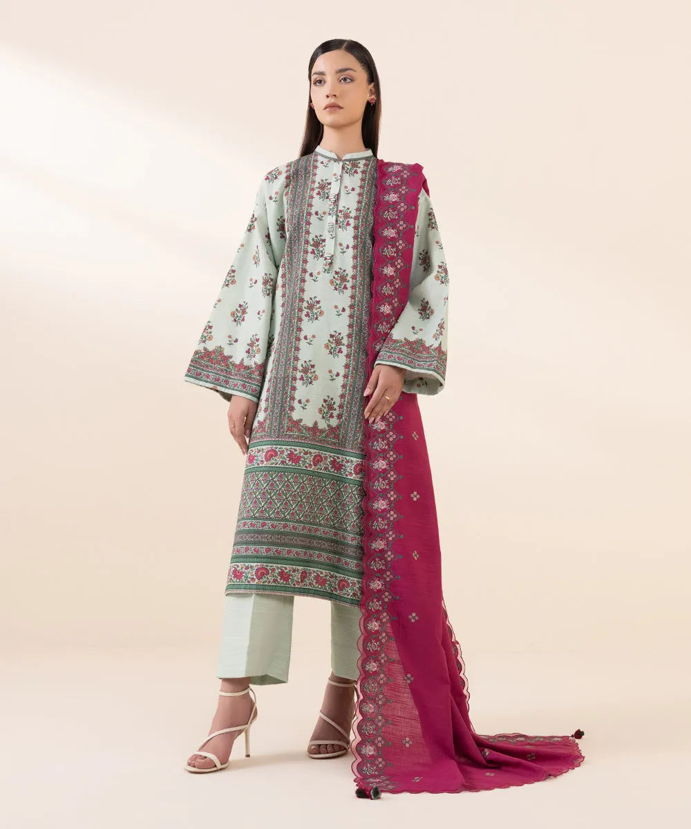 3 Piece - Embroidered Khaddar Suit