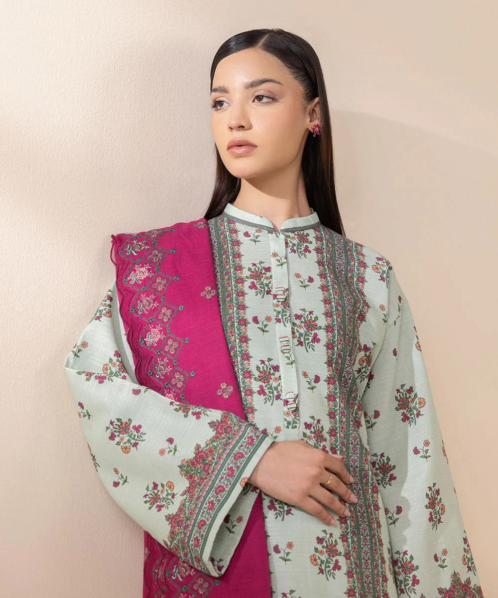 3 Piece - Embroidered Khaddar Suit