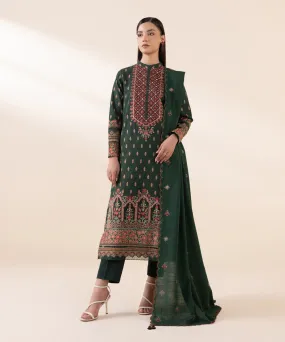 3 Piece - Embroidered Khaddar Suit