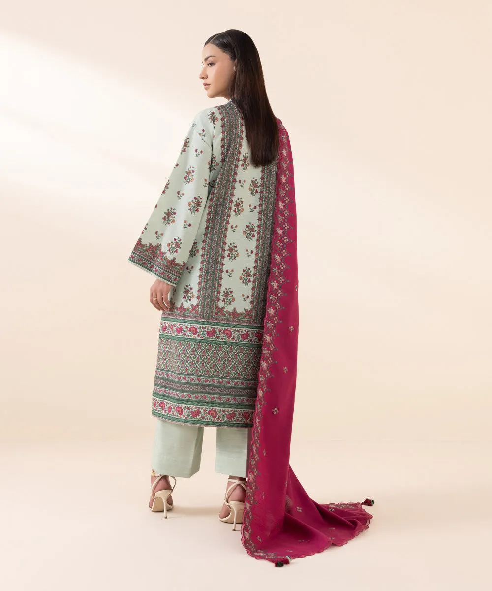 3 Piece - Embroidered Khaddar Suit