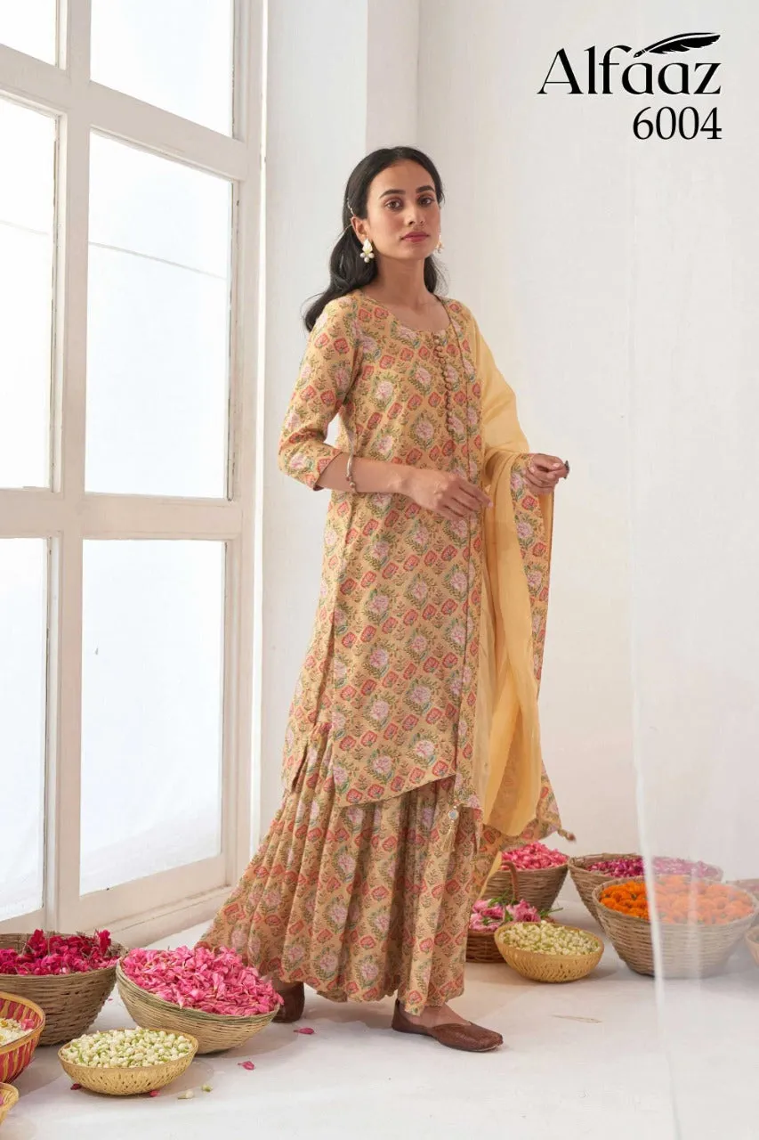 Alfaaz Vol 6 Digital Floral Print Stitch Suit