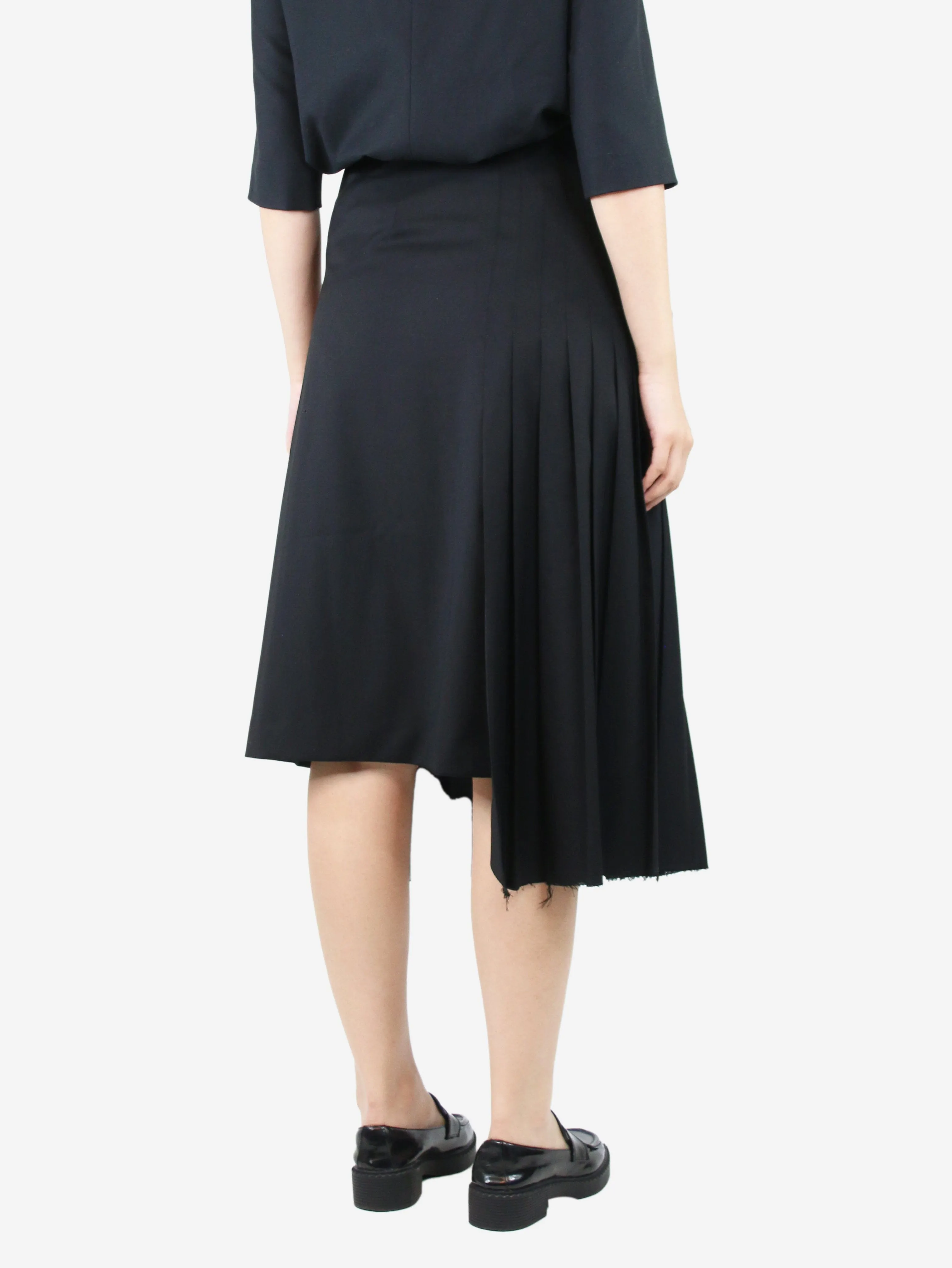 Black asymmetric pleated midi skirt - size M
