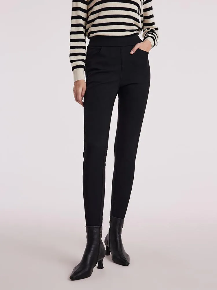 Black Goose Down Full Length Tapered Pants
