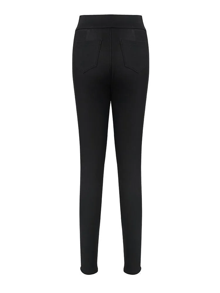 Black Goose Down Full Length Tapered Pants