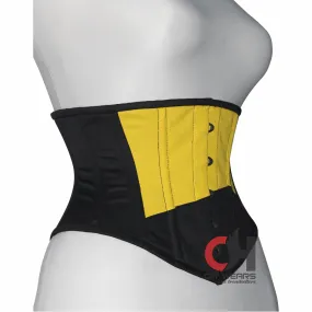 Black Yellow Cotton Underbust Corset - Steel Boned