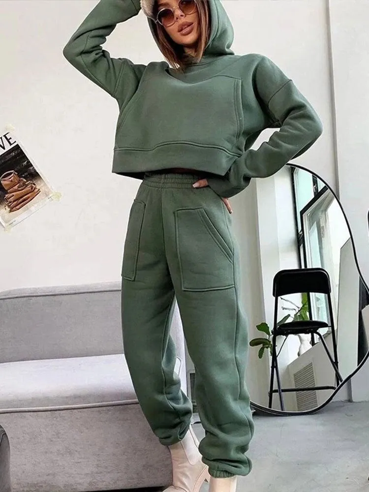 Casual Solid Loose Sportswear 2 Piece Set