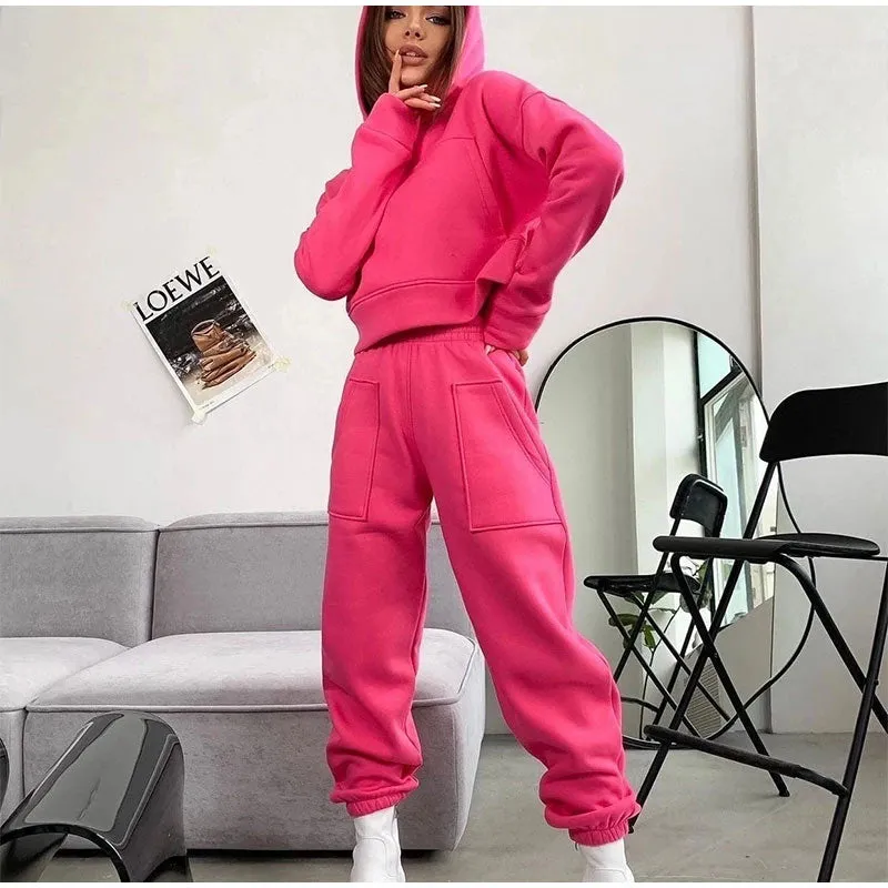 Casual Solid Loose Sportswear 2 Piece Set
