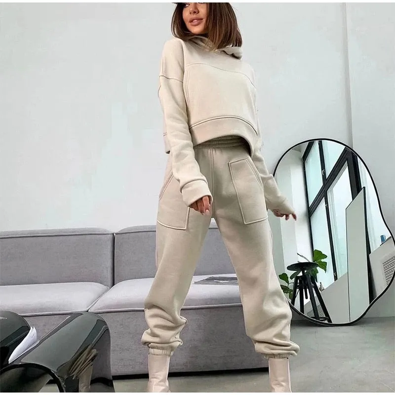 Casual Solid Loose Sportswear 2 Piece Set