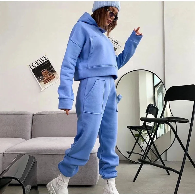Casual Solid Loose Sportswear 2 Piece Set