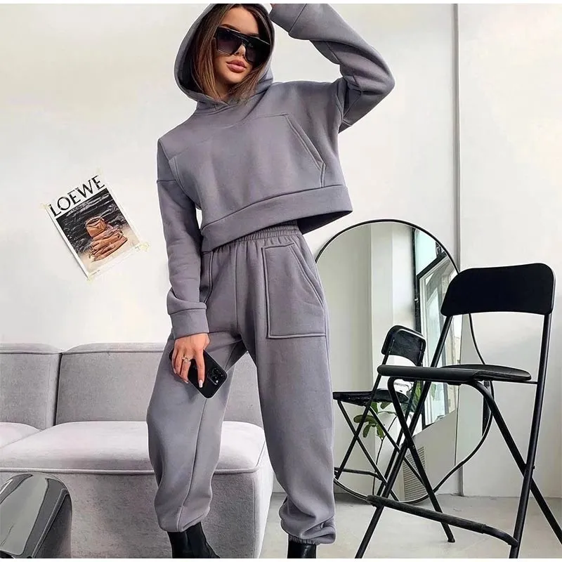 Casual Solid Loose Sportswear 2 Piece Set
