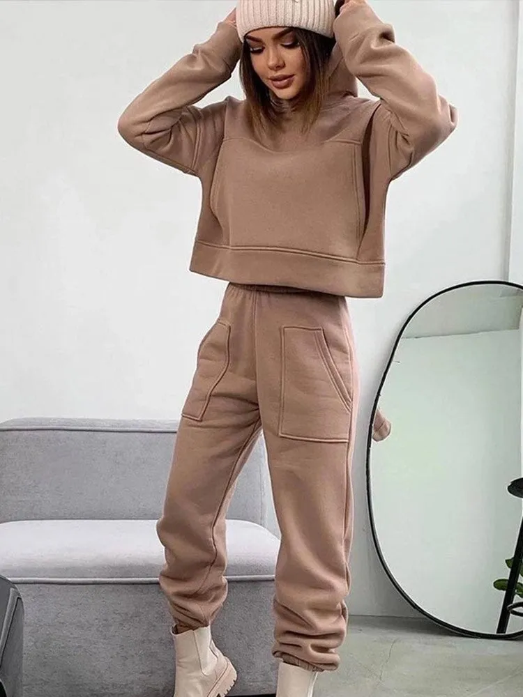 Casual Solid Loose Sportswear 2 Piece Set