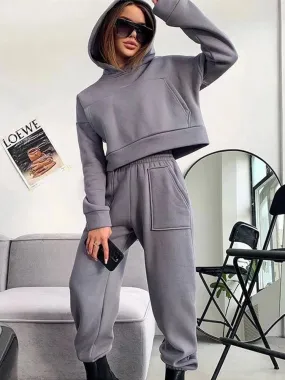 Casual Solid Loose Sportswear 2 Piece Set
