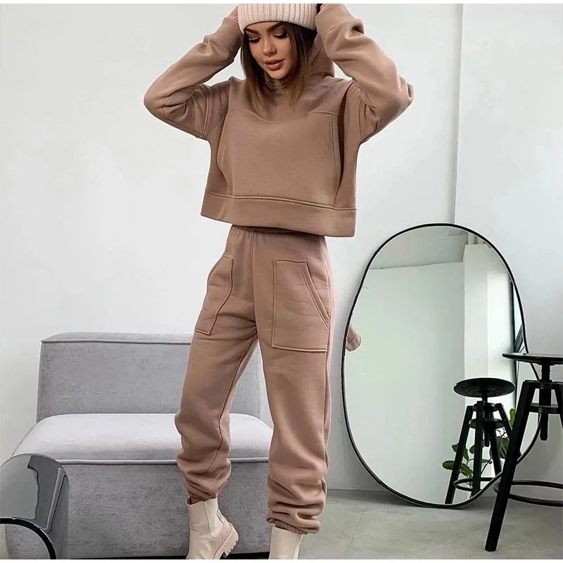 Casual Solid Loose Sportswear 2 Piece Set
