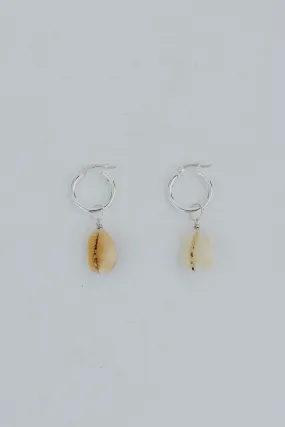 Clasp Hoop Shell Earrings | Honey Cowrie Shell