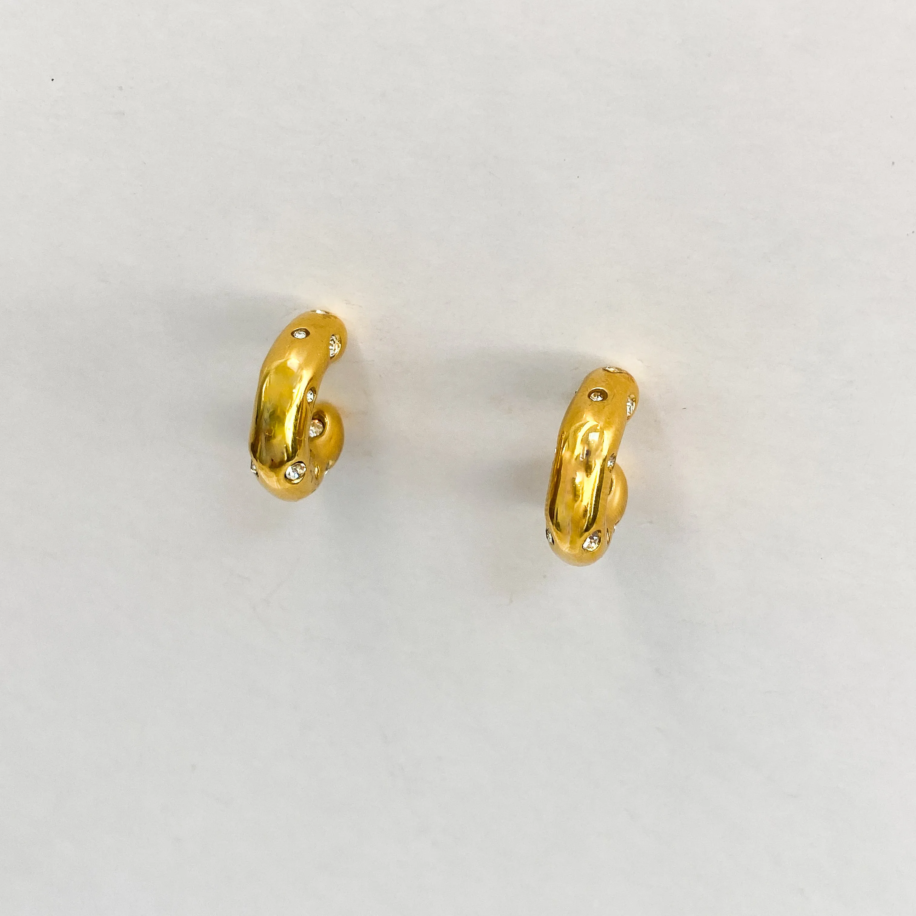 CLEO Chunky Gold Hoop Crystal Earrings