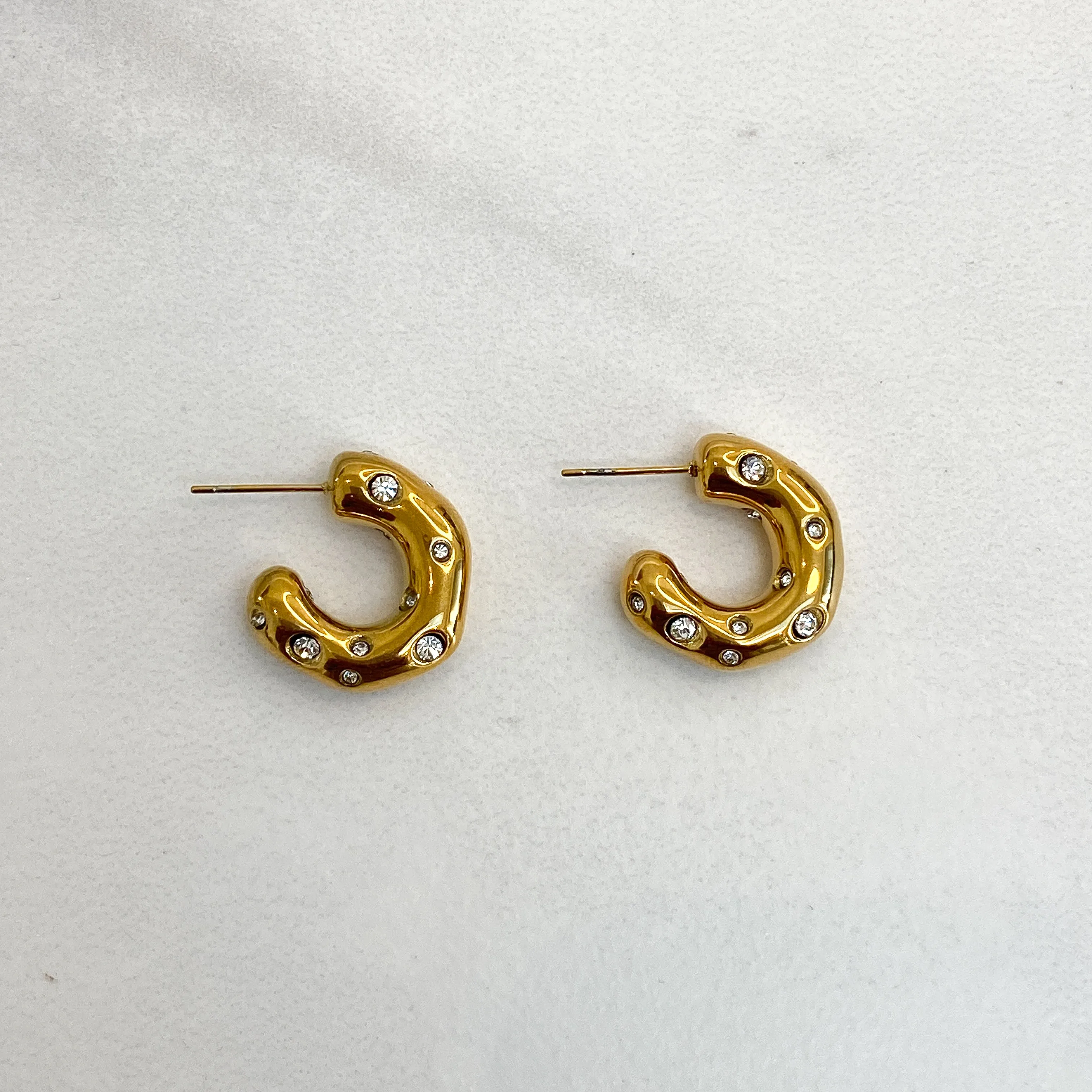 CLEO Chunky Gold Hoop Crystal Earrings