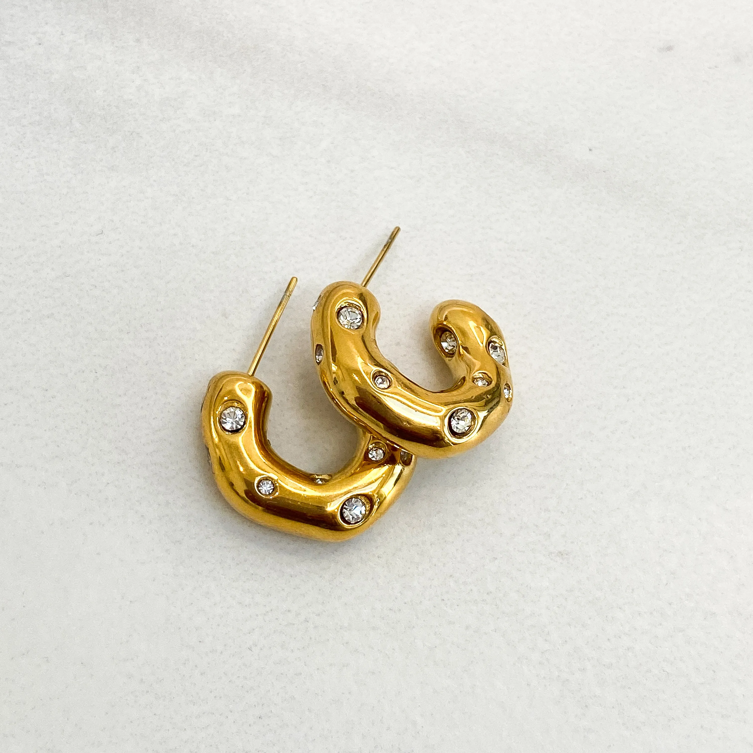 CLEO Chunky Gold Hoop Crystal Earrings