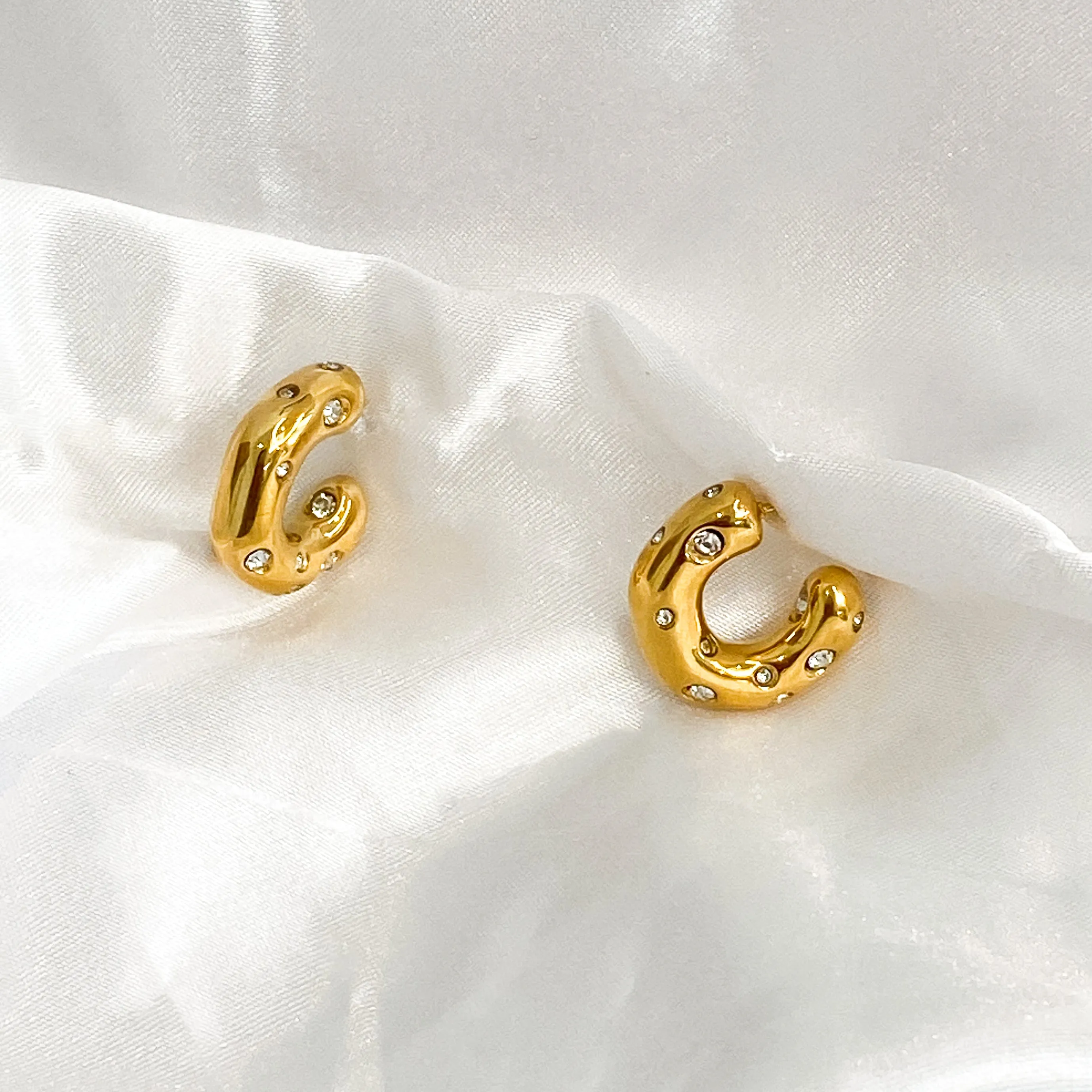 CLEO Chunky Gold Hoop Crystal Earrings