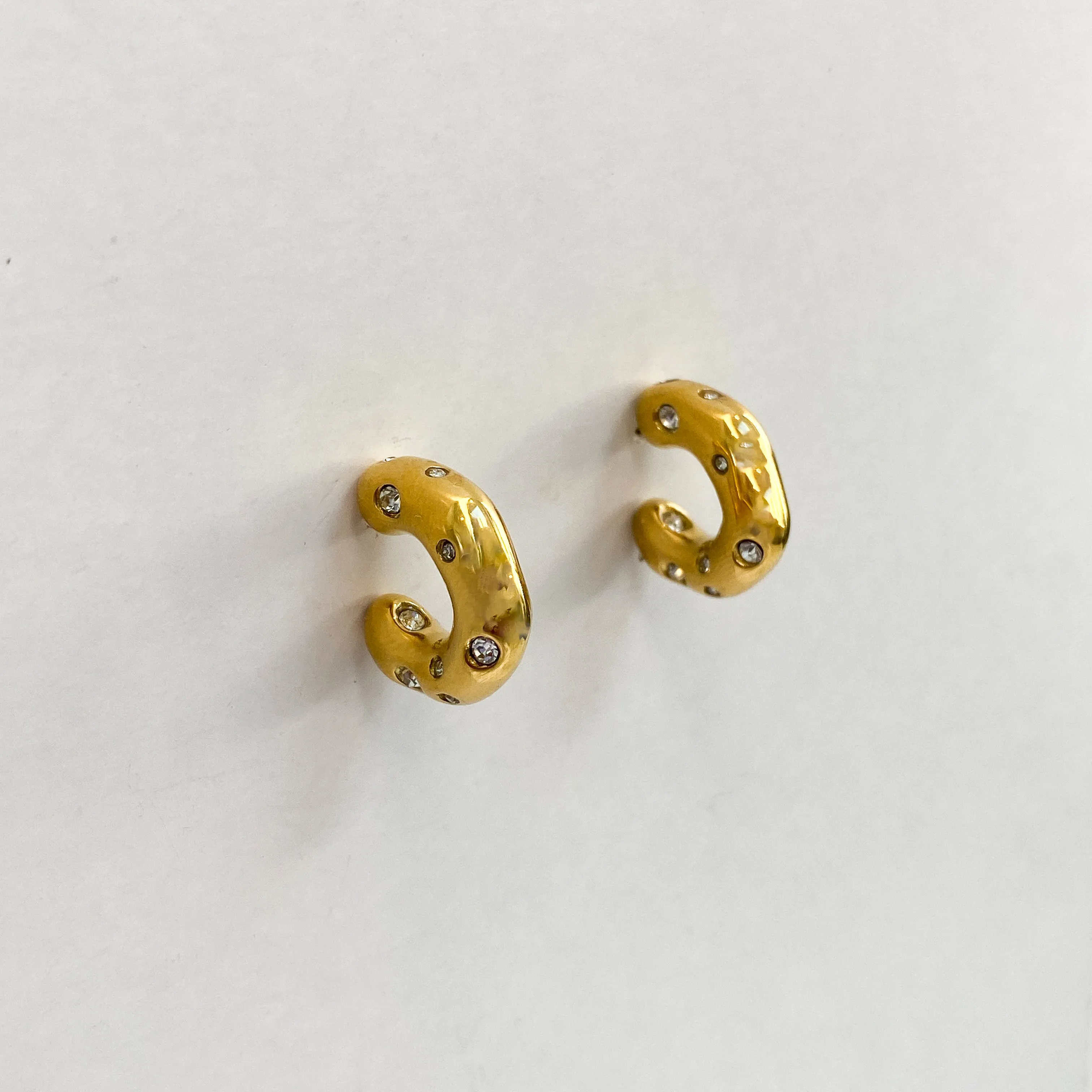 CLEO Chunky Gold Hoop Crystal Earrings