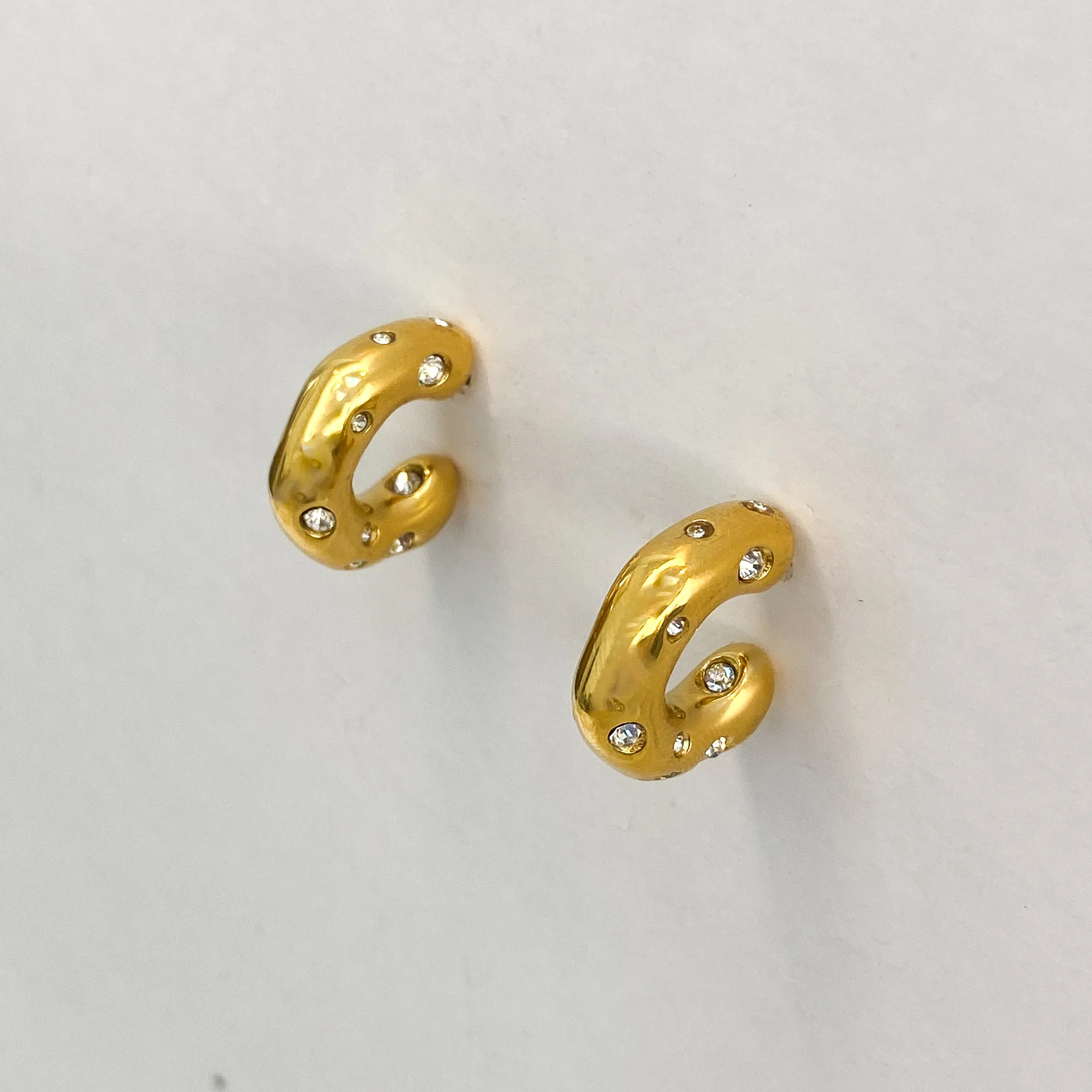 CLEO Chunky Gold Hoop Crystal Earrings