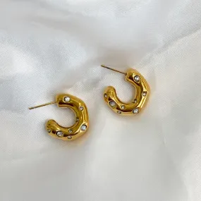 CLEO Chunky Gold Hoop Crystal Earrings