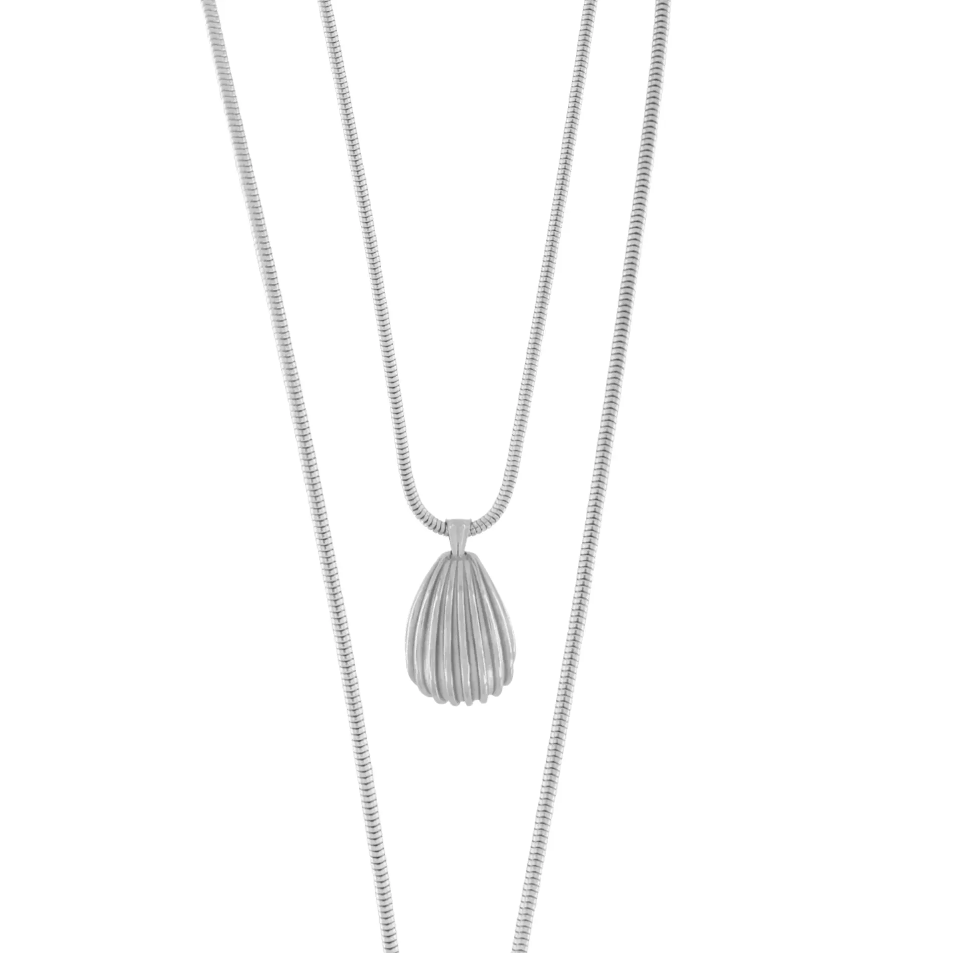Adjustable Waterproof Silver-Plated Necklace with Ripple Paisley Design - Courage Series