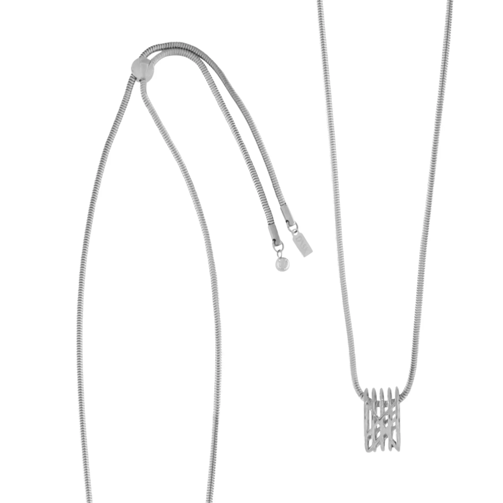 Adjustable Waterproof Statement Necklace with Courage Pendant in Silver Plating