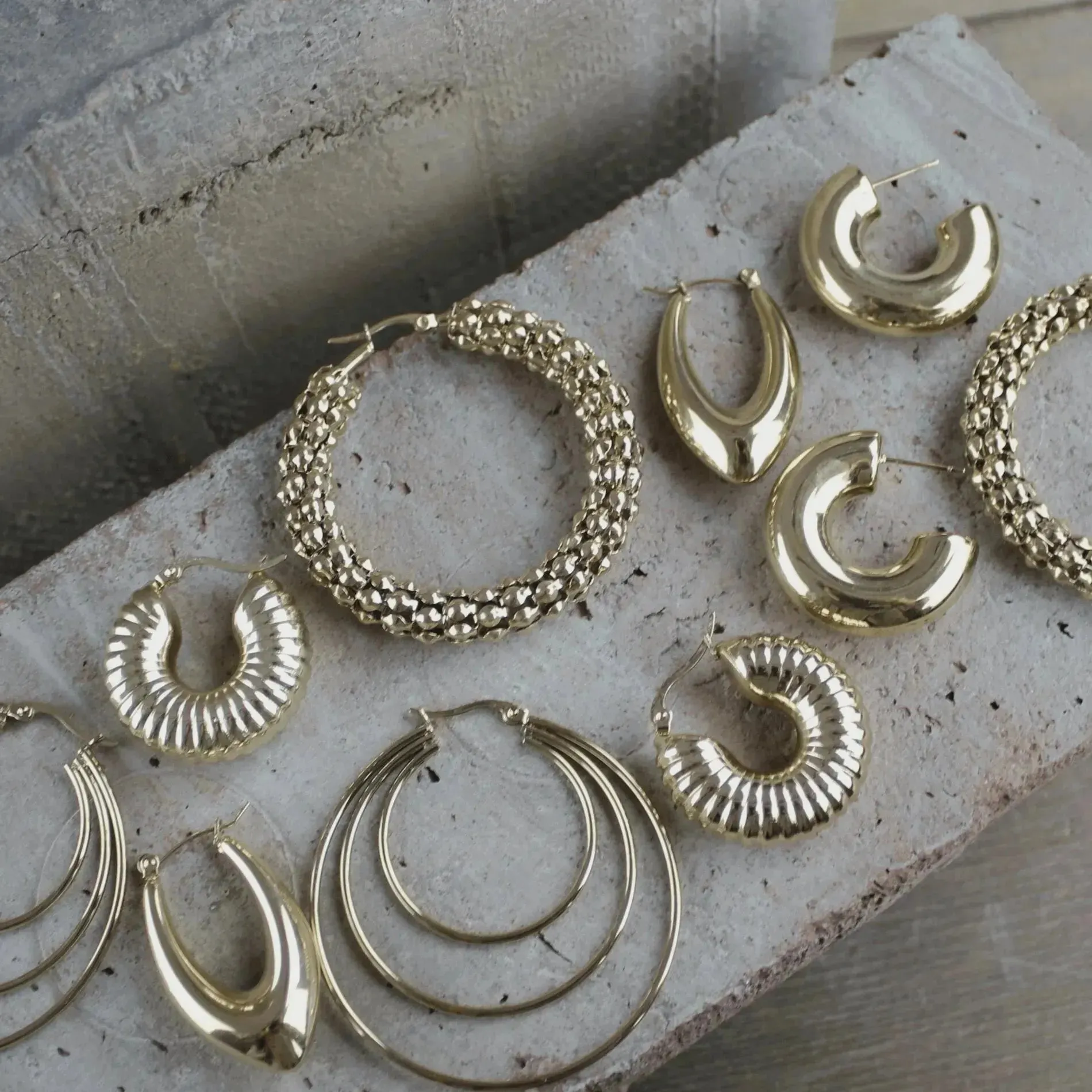 Courage Waterproof C Statement Earring 18 Carat Gold