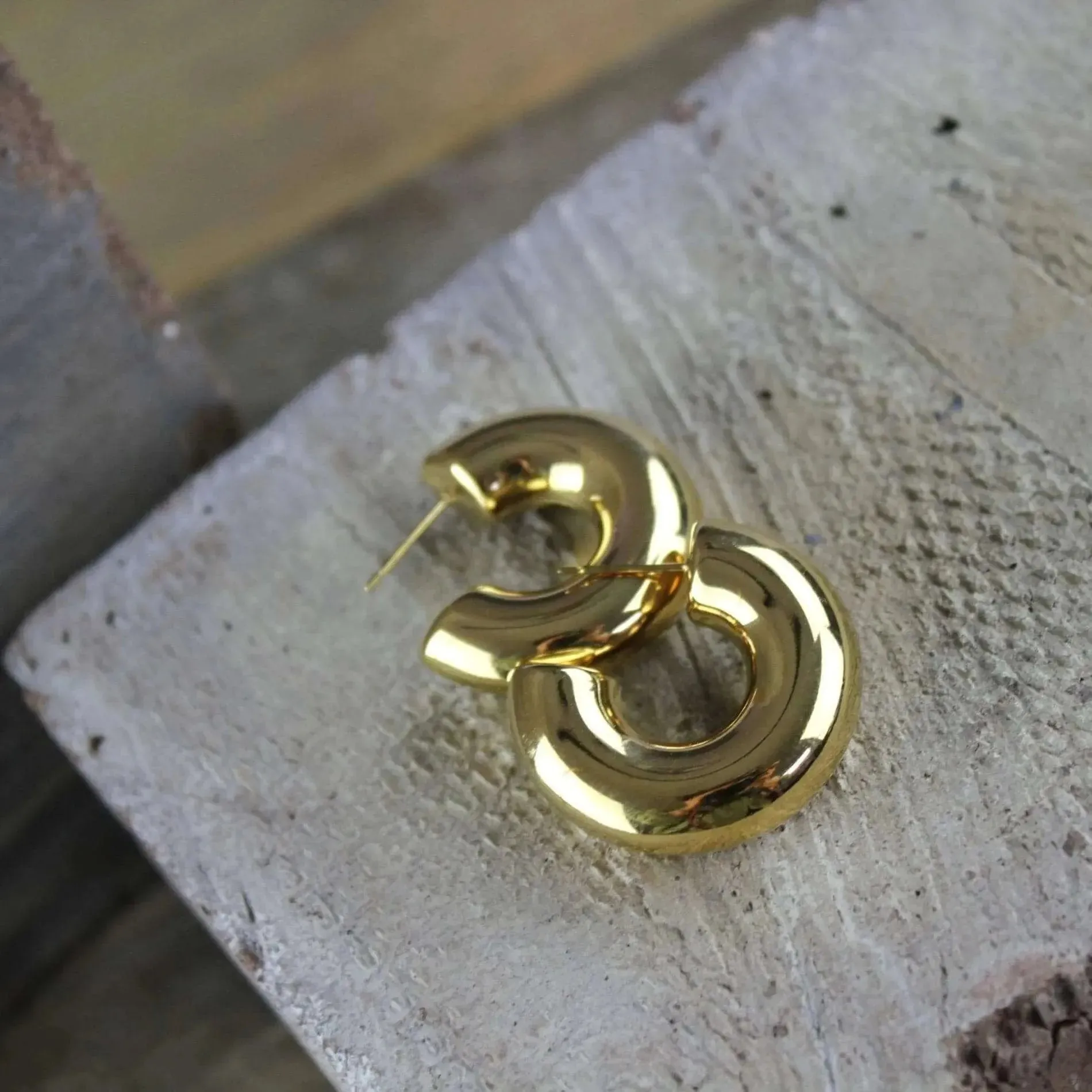 Courage Waterproof C Statement Earring 18 Carat Gold