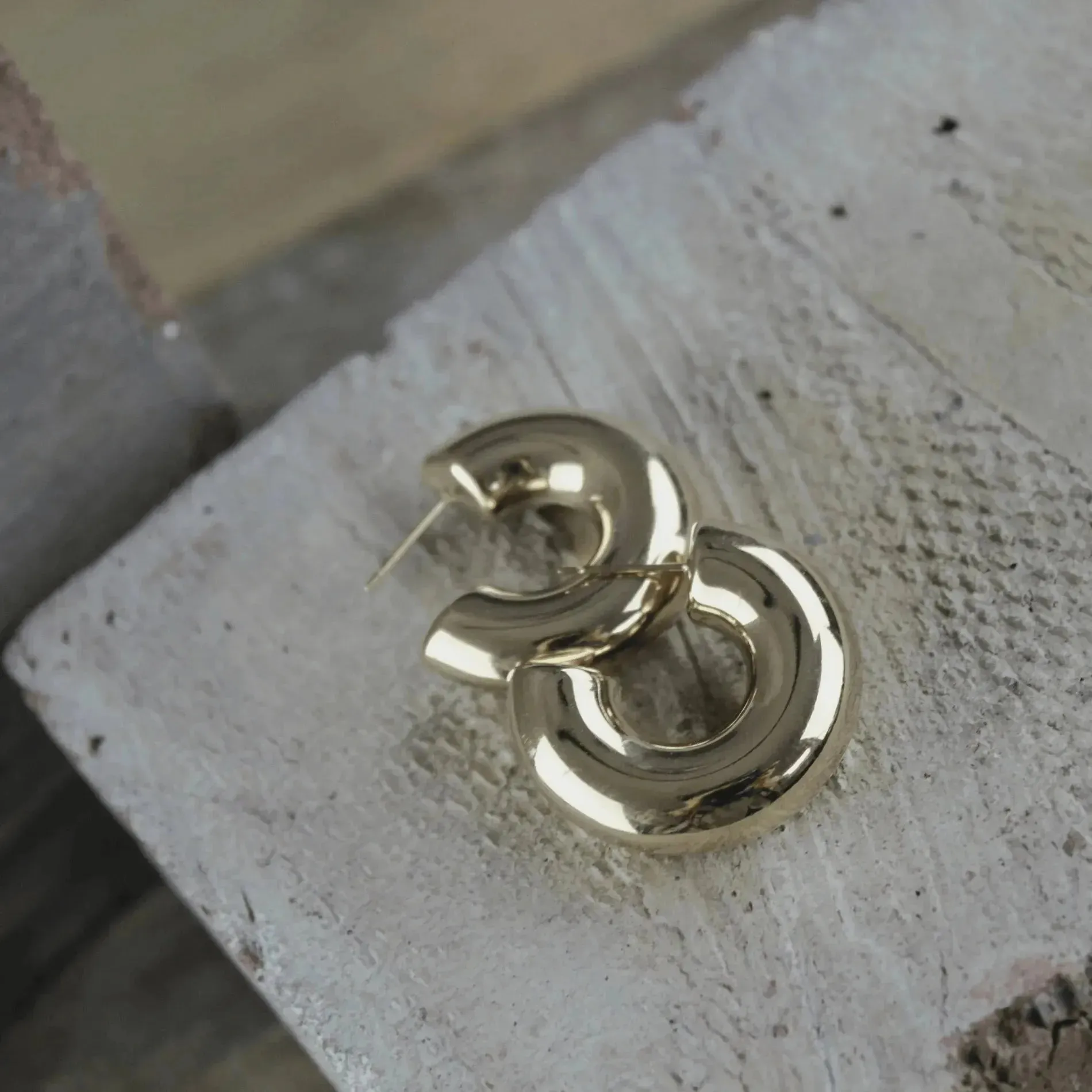 Courage Waterproof C Statement Earring 18 Carat Gold