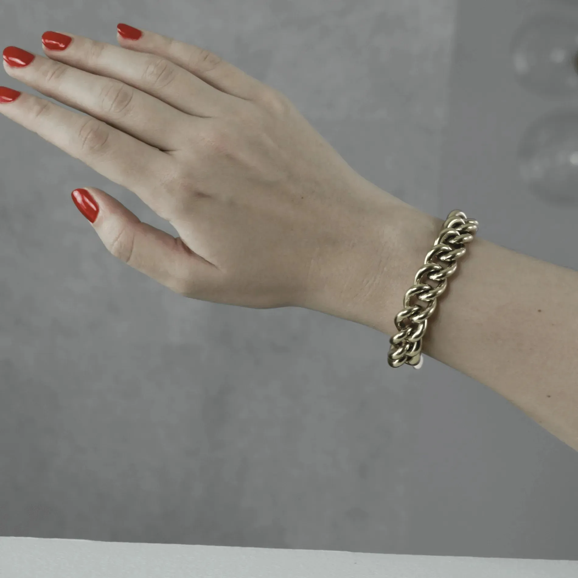 Courage Waterproof Mega Chunky Panzer Bracelet Silver Plating