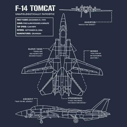 F-14 Tomcat Schematic - T-Shirt