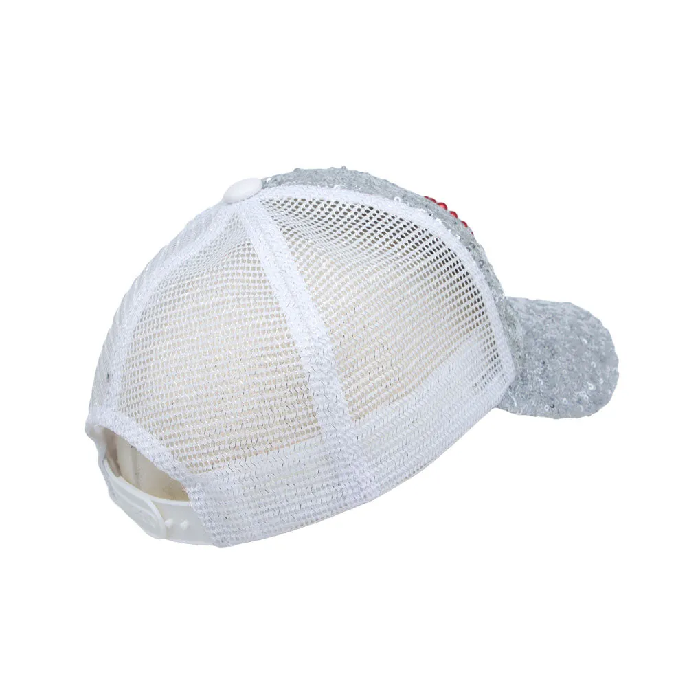 Glitter Sequin Hat Bling Heart Meshed Sparkle Shining Baseball Cap YTM1429