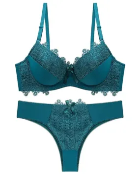 Green Breathable Push Up - Bra Set