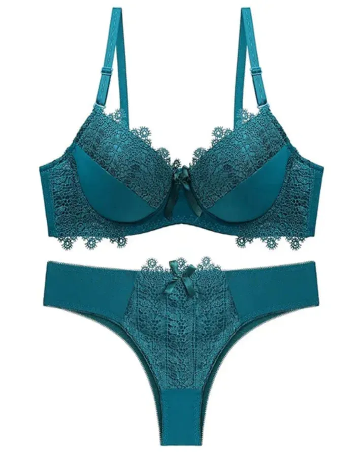 Green Breathable Push Up - Bra Set