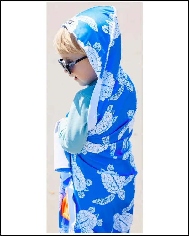 Hooded Child Sunscreen Towel - Sea Turtles
