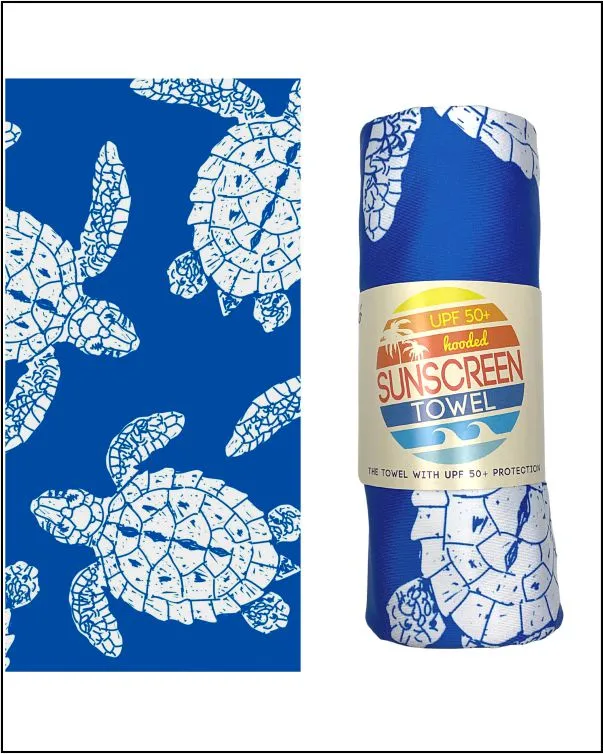 Hooded Child Sunscreen Towel - Sea Turtles