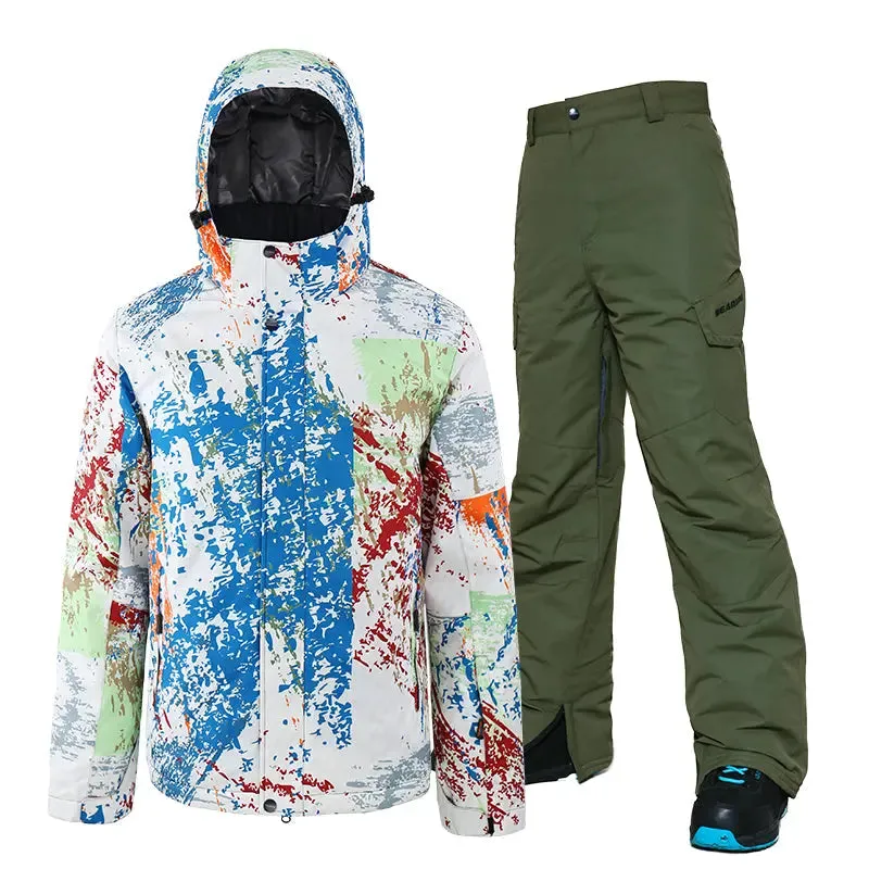 HOTIAN Men's Ski Suits Windproof Heightened Neckline
