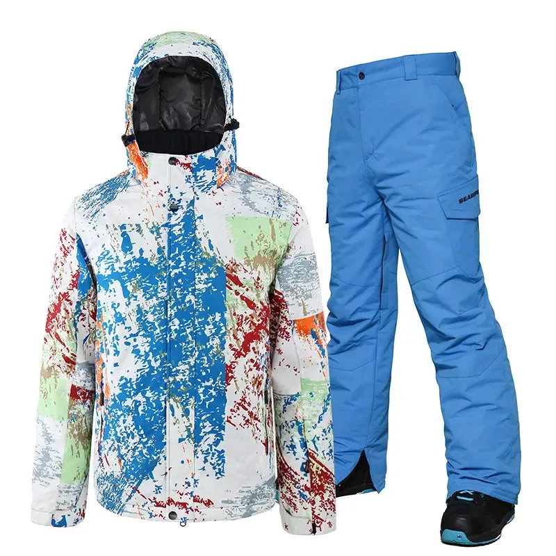 HOTIAN Men's Ski Suits Windproof Heightened Neckline