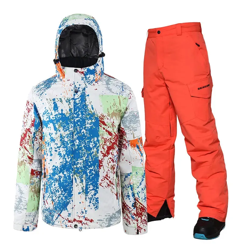 HOTIAN Men's Ski Suits Windproof Heightened Neckline