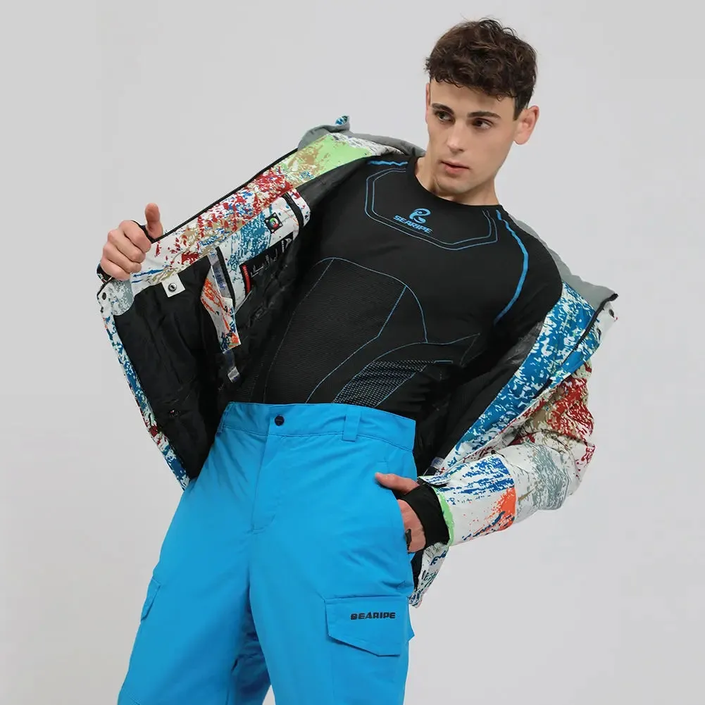 HOTIAN Men's Ski Suits Windproof Heightened Neckline