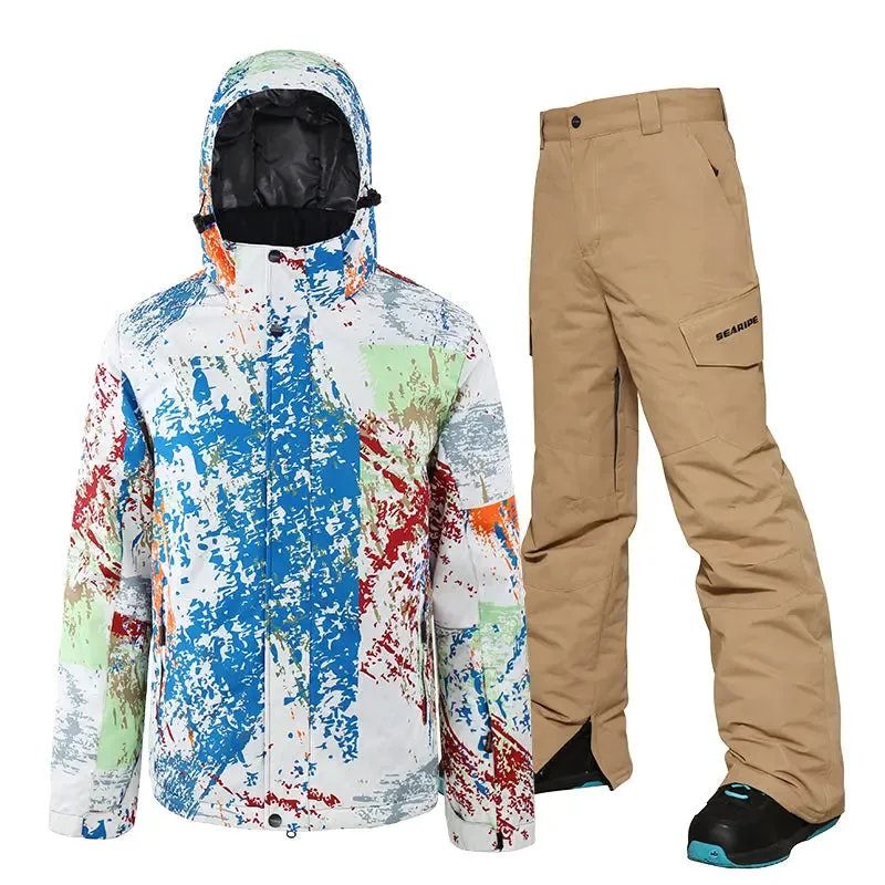 HOTIAN Men's Ski Suits Windproof Heightened Neckline