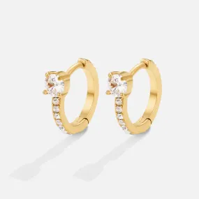 Ivory White Crystal Hoop Earrings